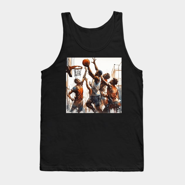 Artistic illustration of men playing basketball Tank Top by WelshDesigns